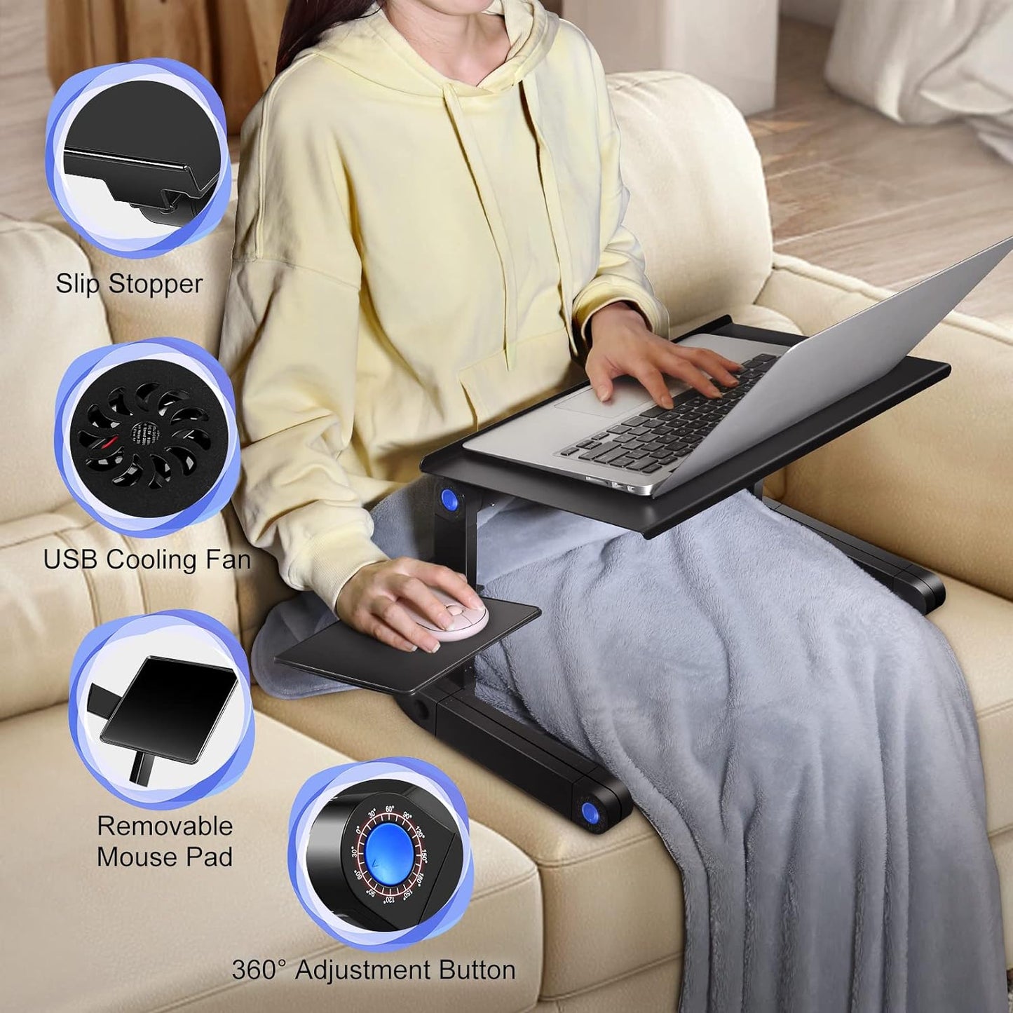 ESCRITORIO MULTIFUNCIONAL AJUSTABLE CON 2 VENTILADORES PARA LAPTOP