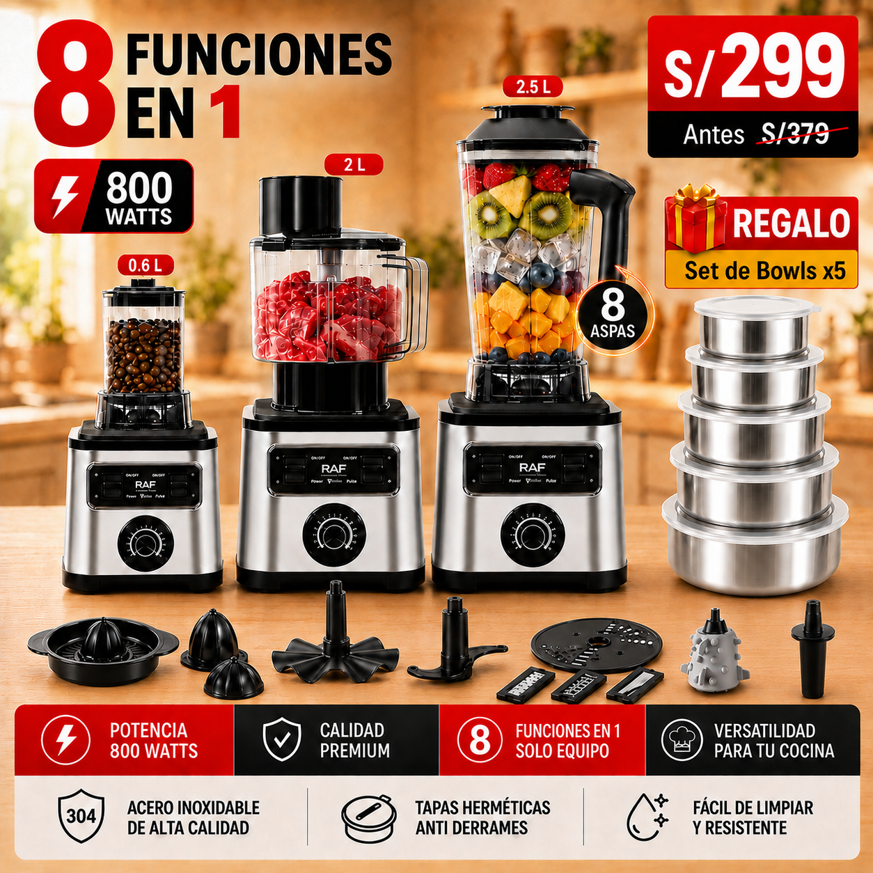 SUPER LICUADORAS DE 3, 5 Y 8 FUNCIONES |SEMI INDUSTRIALES DE 15 VELOCIDADES