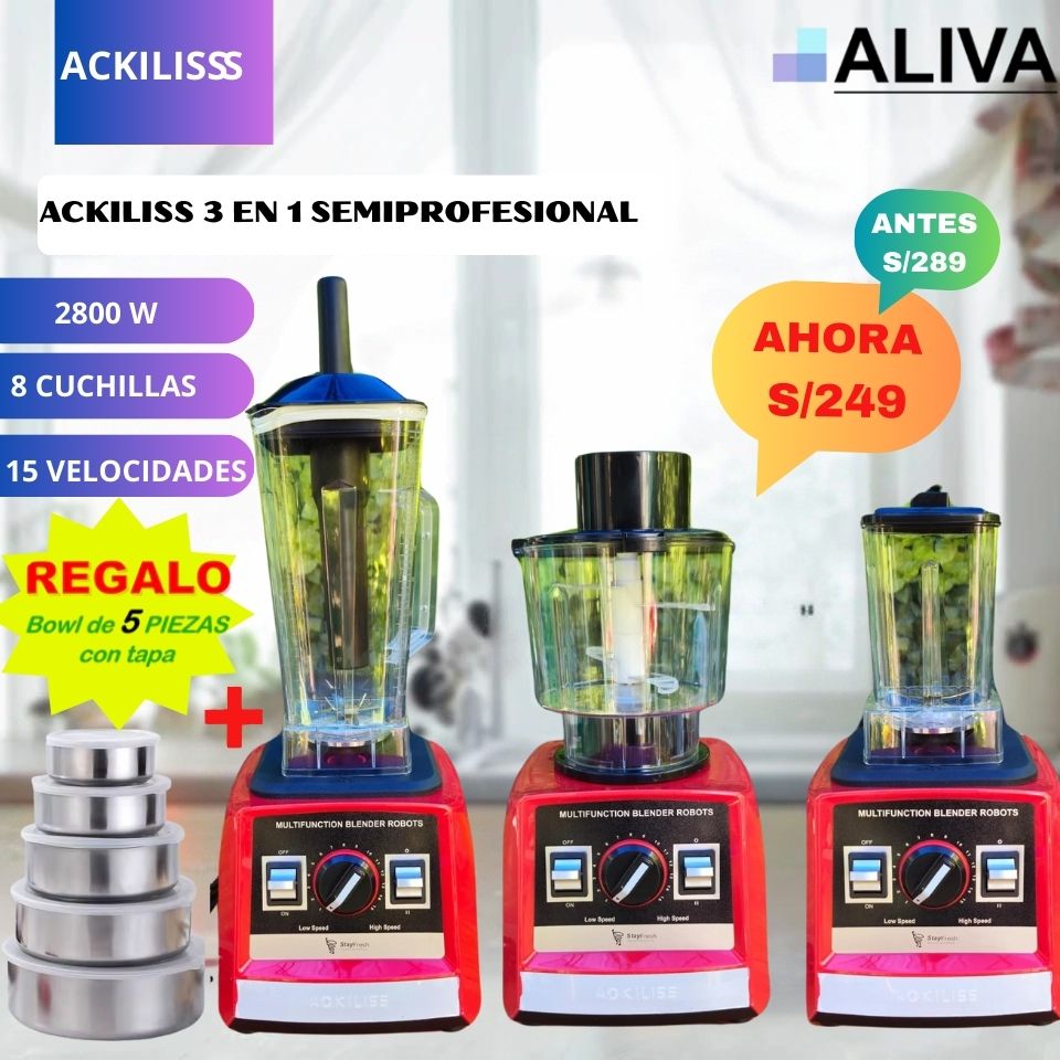 SUPER LICUADORA 3 EN 1 - SEMI INDUSTRIAL DE 15 VELOCIDADES