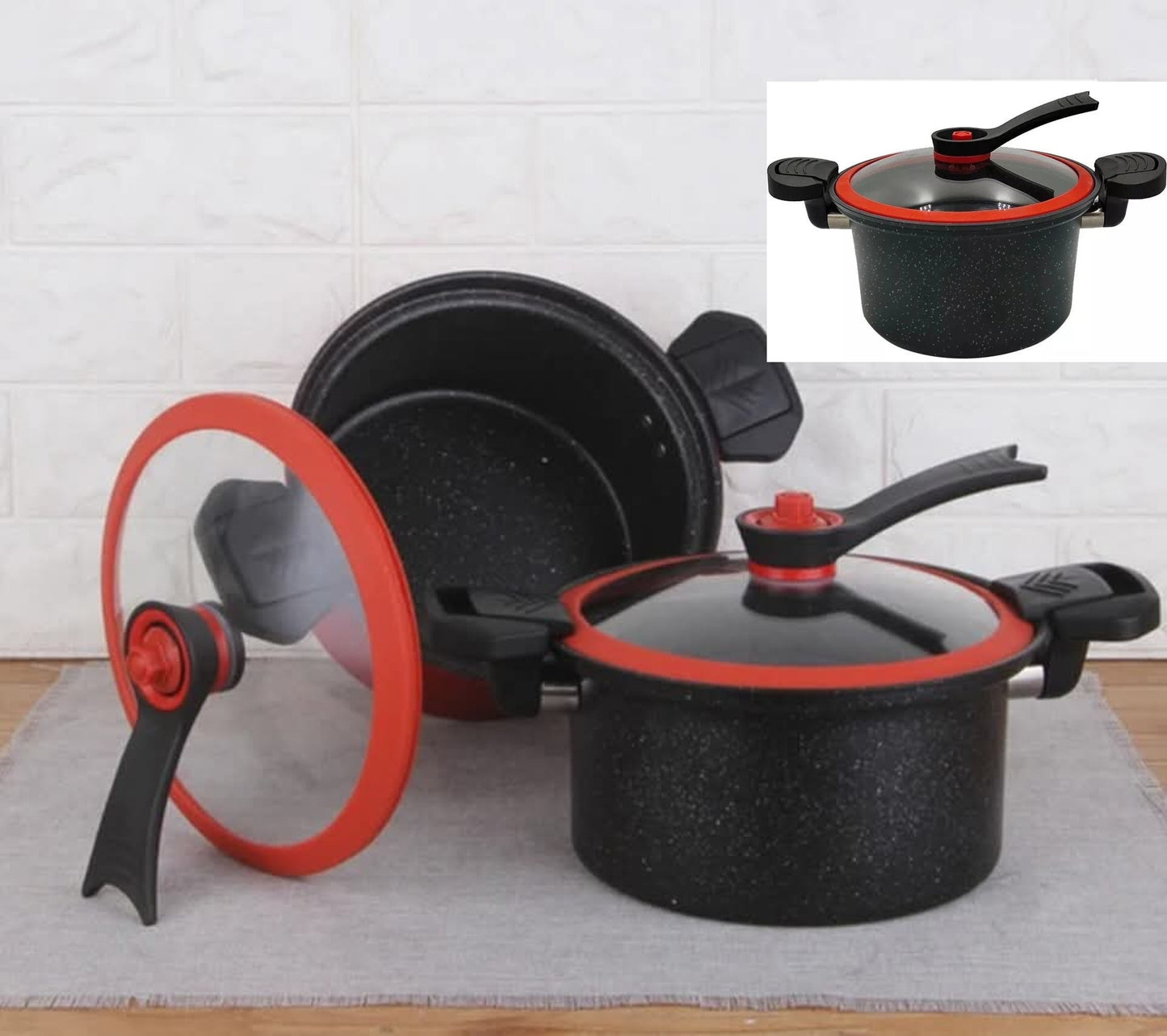 OLLA MICRO PRESIÓN ANTIADHERENTE DE 4 LITROS - TAPA DE VIDRIO