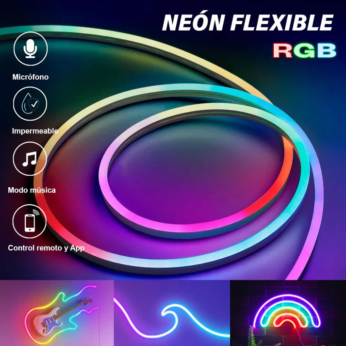 CINTA NEON RGB RÍTMICO, MUSICAL + APP Y CONTROL- 5 METROS