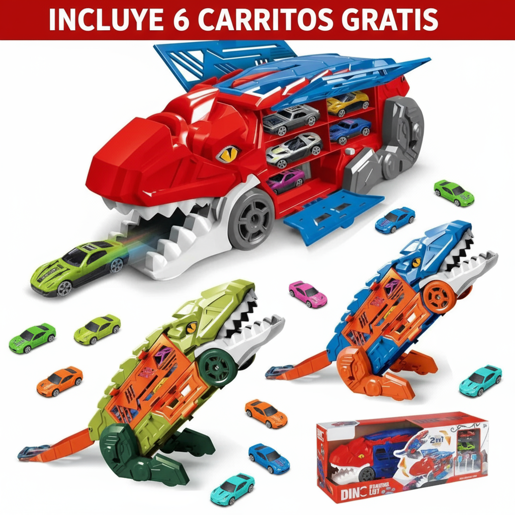 SUPER DINO TRANSFORMER + 6 AUTOS DE REGALO🎁 ®