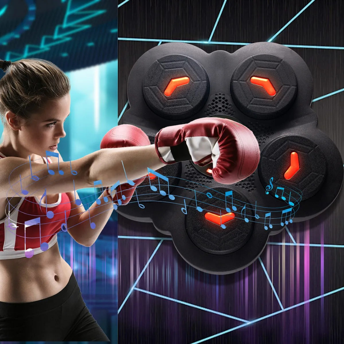 MAQUINA DE BOXEO MUSICAL + 2 GUANTES DE BOX GRATIS