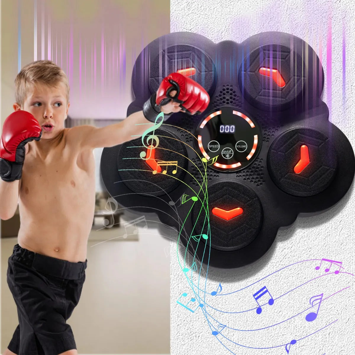 MAQUINA DE BOXEO MUSICAL + 2 GUANTES DE BOX GRATIS