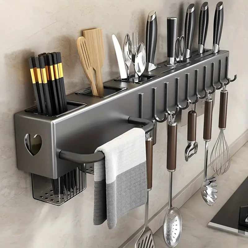 Soporte Organizador Para Cuchillos y Utensilios de Cocina en Acero Inoxidable