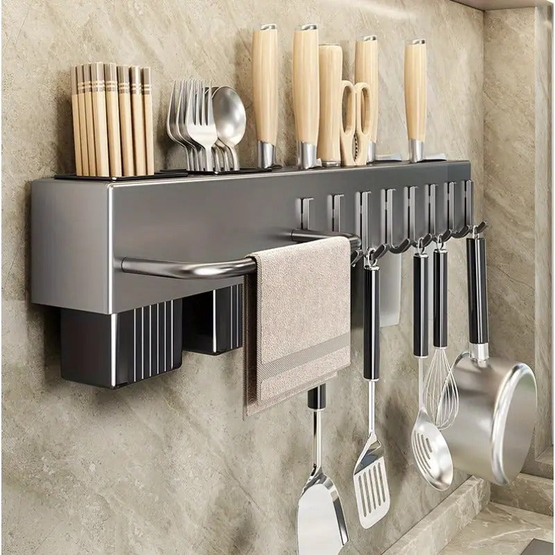 Soporte Organizador Para Cuchillos y Utensilios de Cocina en Acero Inoxidable