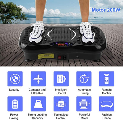 Plataforma vibratoria- capacidad 150 kilos para cuerpo completo de 99 y 120 velocidades, 5 modos, 2 ligas, imanes, pantalla, bluetooth, música, control remoto.