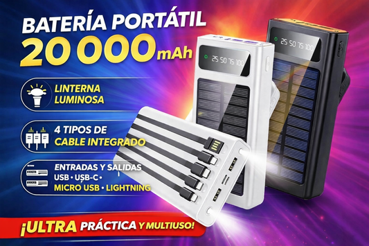 BATERÍA PORTATIL MULTIFUNCIONAL DE 20 000 mAH
