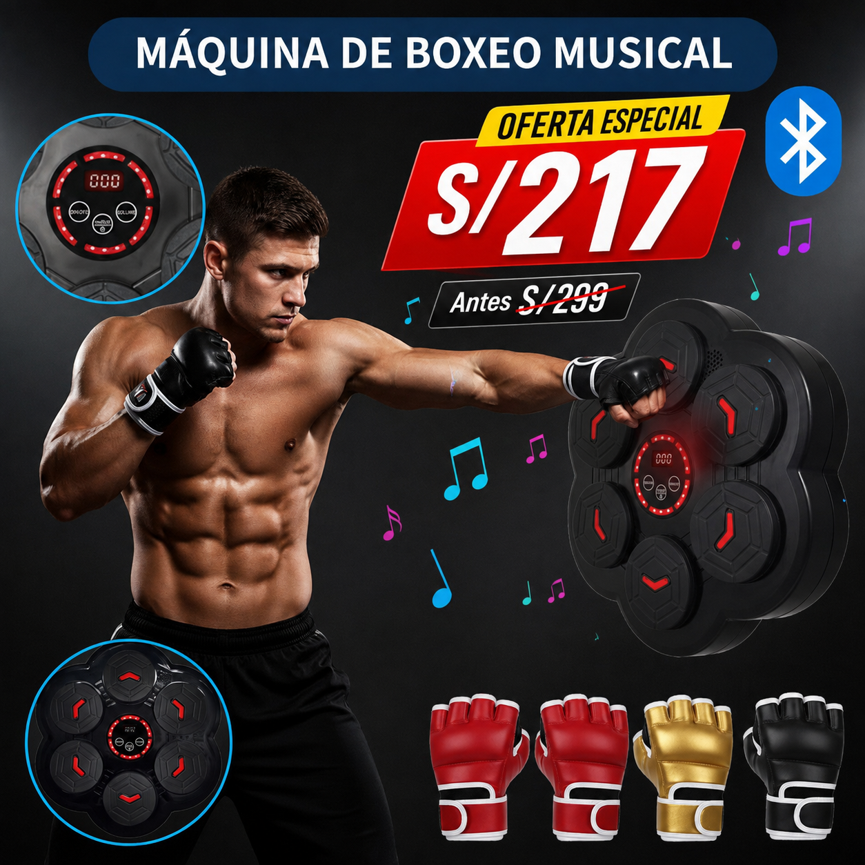 MÁQUINA DE BOXEO MUSICAL PRO +🎁 Y ENVÍO GRATIS