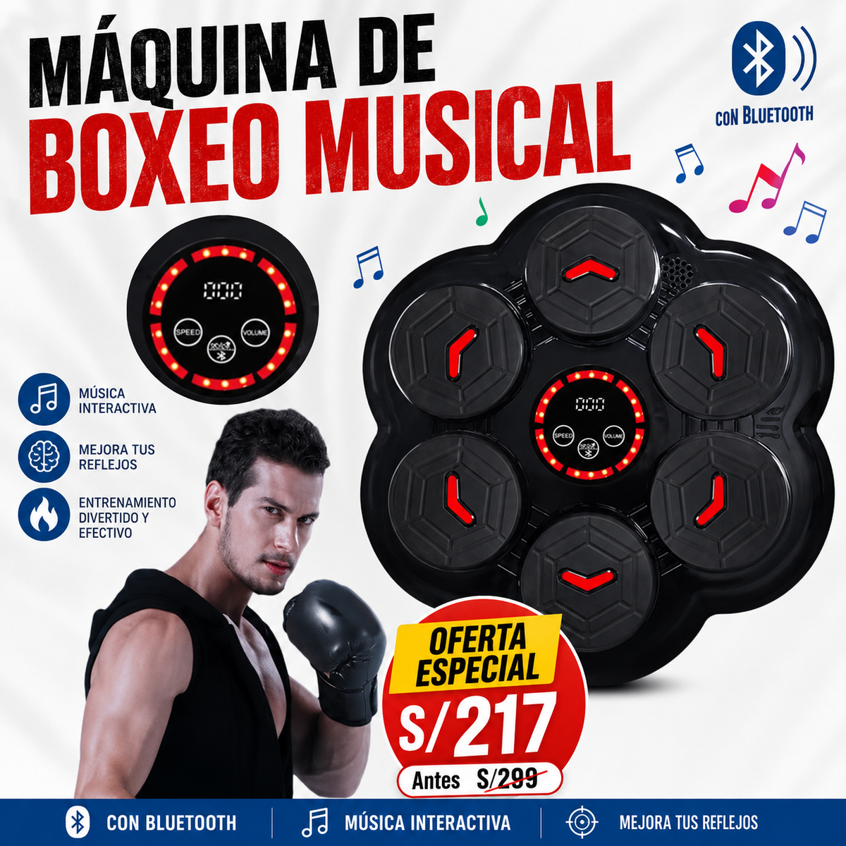 MÁQUINA DE BOXEO MUSICAL PRO +🎁 Y ENVÍO GRATIS