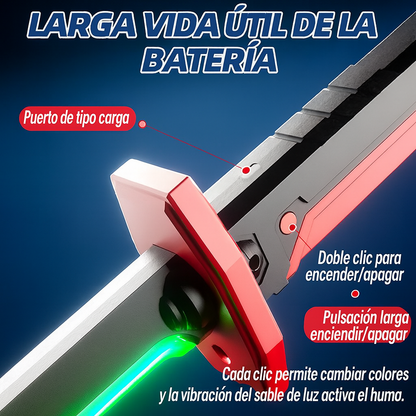 Sparkblade con Sonido, chispas, humo y Luces, recargable y accesorios.