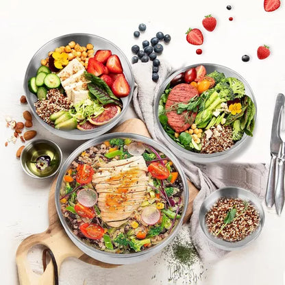 5 Bowls de acero con tapa