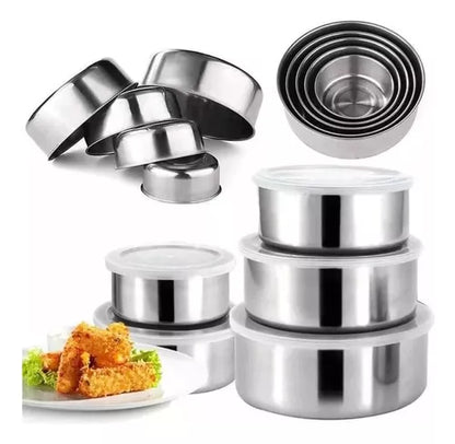 5 Bowls de acero con tapa