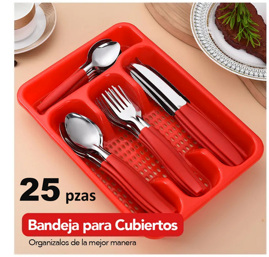 Set de 24 Cubiertos con canastilla