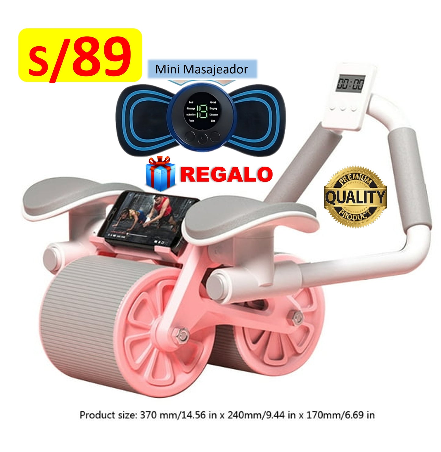 SUPER RODILLO ABDOMINAL DE 4 RUEDAS y 4 CODERAS + ACCESORIOS