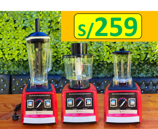 SUPER LICUADORA 3 EN 1 - MARCA ACKILISS DE 15 VELOCIDADES Y 2800 WATTS DE POTENCIA