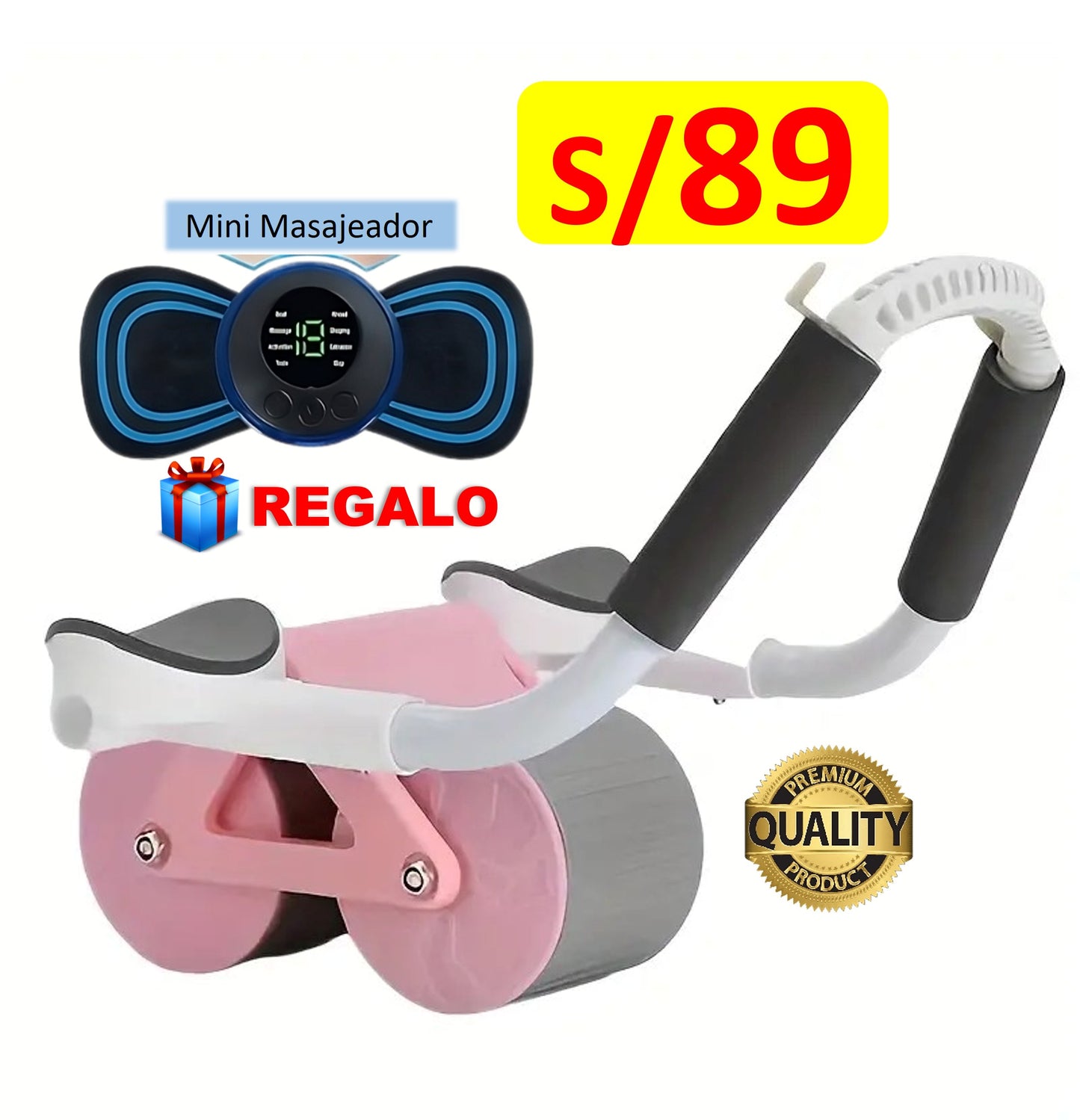 SUPER RODILLO ABDOMINAL DE 4 RUEDAS y 4 CODERAS + ACCESORIOS
