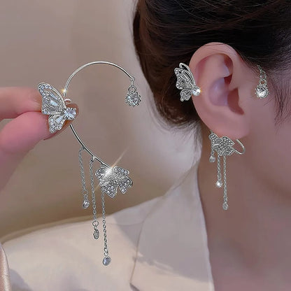 Arete Mariposa sin Perforación y colgantes (Regalo estuche especial)