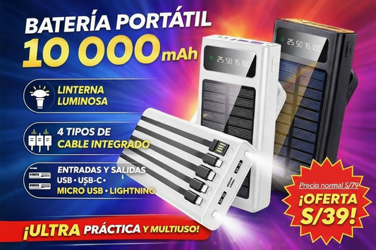 BATERÍA PORTATIL MULTIFUNCIONAL DE 10 000 mAH