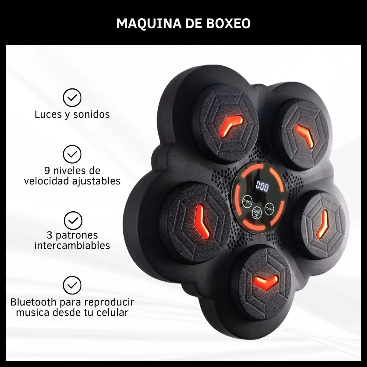 MAQUINA DE BOXEO MUSICAL + 2 GUANTES DE BOX GRATIS