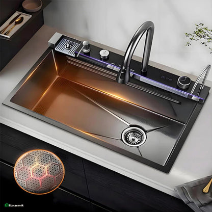 LAVADERO 7 EN 1 MULTIFUNCIONAL PREMIUM, 5 TECLAS, PANEL LED DE ACERO INOXIDABLE