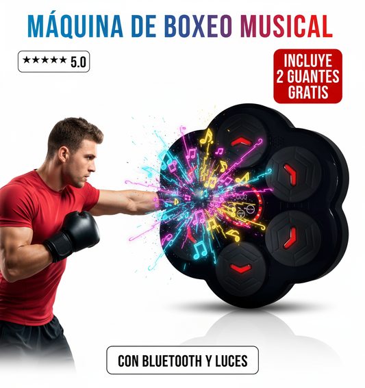 MAQUINA DE BOXEO MUSICAL + 2 GUANTES DE BOX GRATIS