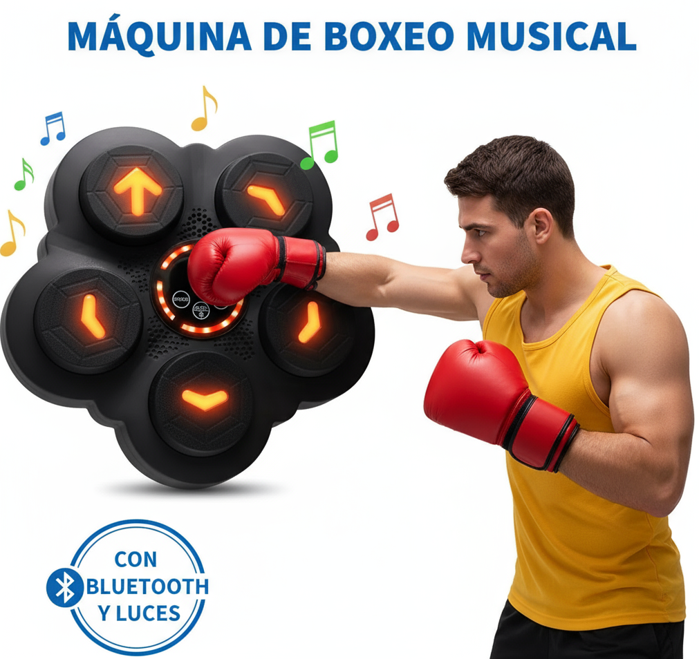 MAQUINA DE BOXEO MUSICAL + 2 GUANTES DE BOX GRATIS