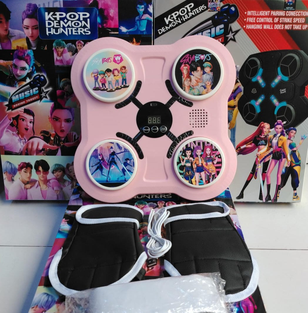 MÁQUINA DE BOXEO PARA NIÑOS MUSICAL + GUANTES, Bluetooth y luces