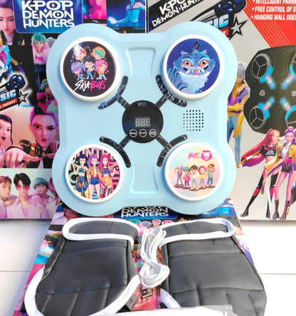 MÁQUINA DE BOXEO PARA NIÑOS MUSICAL + GUANTES, Bluetooth y luces