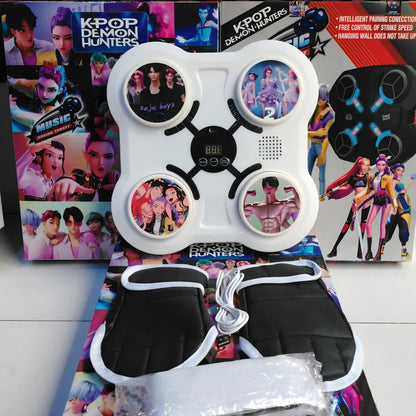 MÁQUINA DE BOXEO PARA NIÑOS MUSICAL + GUANTES, Bluetooth y luces