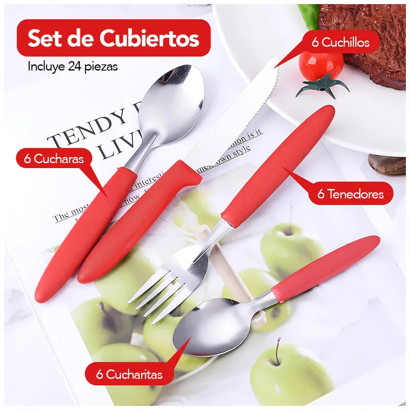 Set de 24 Cubiertos con canastilla