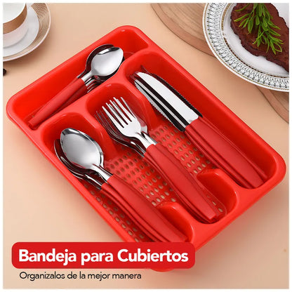 Set de 24 Cubiertos con canastilla