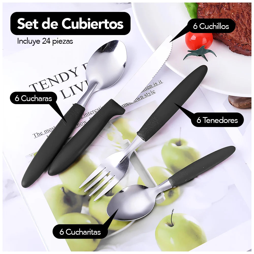 Set de 24 Cubiertos con canastilla
