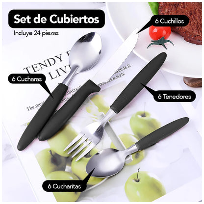 Set de 24 Cubiertos con canastilla