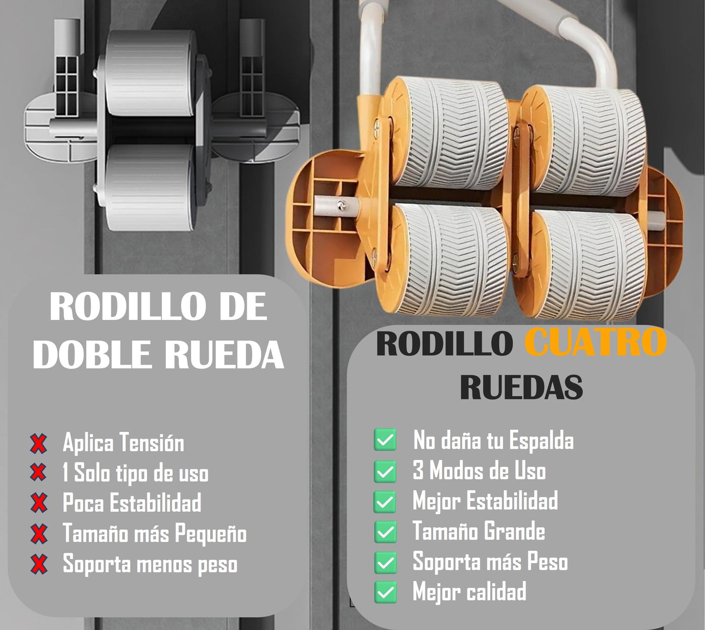 SUPER RODILLO ABDOMINAL DE 4 RUEDAS+ TABLERO MULTIFUNCIONAL