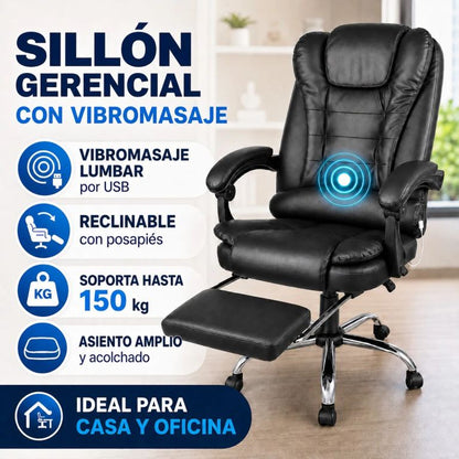 Vista reclinada del Sillón Masajeador Berlín 707 con reposapiés