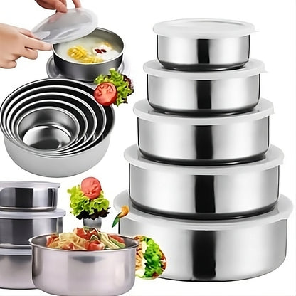 5 Bowls de acero con tapa