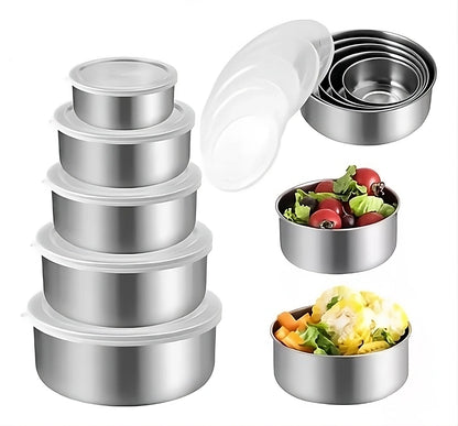 5 Bowls de acero con tapa