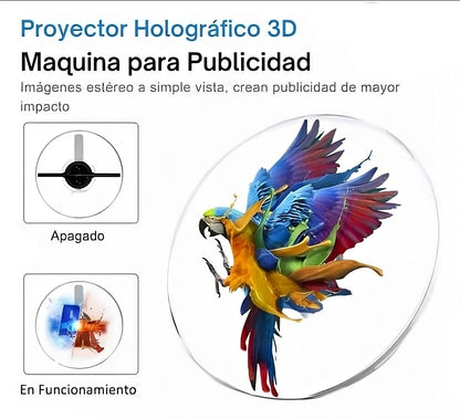 PROYECTOR VENTILADOR HOLOGRÁFICO 3D de 42 cm - APP CELULAR Y PC